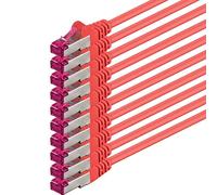 5m - rojo - 10 piezas - CAT6a CAT 6a Ethernet LAN cable de red - SET 10 GB/s cable patch CAT6 S-FTP Doble blindado PIMF 500MHz libre de halógenos compatible con CAT5 CAT6a CAT7 CAT8