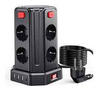 5M Torre Regletas Enchufes, Regleta USB 8 Tomas de AC Corrientes y 4 USB, 2500W/10A, Regreltas Vertical con Interruptor para Mesa, Oficia, Casa…