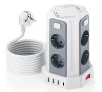 5M Torre Regletas Enchufes, Regleta USB 8 Tomas de AC Corrientes y 4 USB, 2500W/10A, Regreltas Vertical con Interruptor para Mesa, Oficia, Casa…