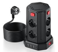 5M Torre Regletas Enchufes, Regleta USB 8 Tomas de AC Corrientes y 4 USB, 2500W/10A, Regreltas Vertical con Interruptor para Mesa, Oficia, Casa…