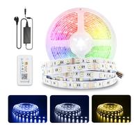 5M WIFI Tiras de LED 24V RGBCCT tira de LED 5en1 RGB + blanco cálido + blanco frío APP regulable con controlador y fuente de alimentación, 60LEDs/ m cambio de color tira de LED para la cocina, casa