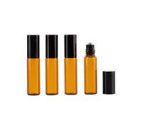 5ml Botellas de Vidrio ámbar con Bola de Metal de Acero Inoxidable - 4 Piezas Botella de Aceite Esencial Roll-on para Aceite Esencial, Frasco Perfume Recargable