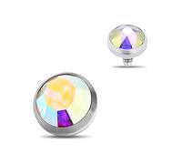 5MM Round Rainbow Crystal Stone 316L Acero quir?rgico Top roscado internamente Micro Dermal Anchor Piercing Joyas