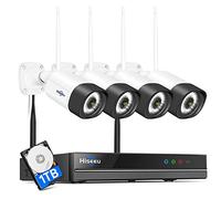 【5MP+Visión Nocturna en Color】 Hiseeu 5MP Kit Cámaras de Vigilancia WiFi Exterior y 10CH NVR con 1TB HDD,4X5MP WiFi Cámaras Seguridad IP,Detección de Personas/Vehículos,Audio Bidireccional