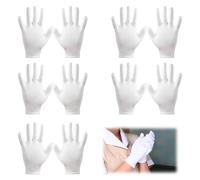 5Pares Guantes Hidratantes Algodon Dermatologicos para Manos Secas, Eczema, Belleza, Sabañones Piel Sensible e Irritada Adecuados para Tratamiento Nocturno de la Piel, Talla única Unisex Blanco