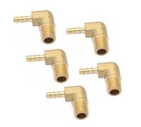 5PC 1/8" NPT Male x Fit Hose I.D 3/16" Barbed Tail Elbow Brass Fuel Fitting Connector