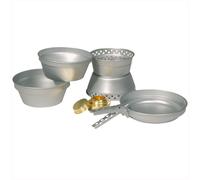 5Pc Aluminio Camping Cook Cocina Set Cacerola 2 Ollas Alcohol Quemador Viajes Bu