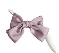 5pc Big Hair Bow Ties Clips Satin Two Layer Butterfly For Women Bowknot Hairpins Trendy Girls Accessories Barrettes(Grey Purple)