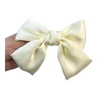 5pc Big Hair Bow Ties Clips Satin Two Layer Butterfly For Women Bowknot Hairpins Trendy Girls Accessories Barrettes(Beige)