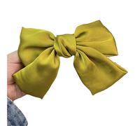 5pc Big Hair Bow Ties Clips Satin Two Layer Butterfly For Women Bowknot Hairpins Trendy Girls Accessories Barrettes(Yellow)