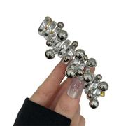 5pc Fashion Telephone Wire Elastic Hair Band Bubble Braid Pearl Phone Cord Tie Accessories Spiral Rubber Women(Grey)