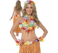 5PC Fiesta Hawaiana Kit Lei Falda de Hierba Disfraz Playa Adultos Elegante Dres