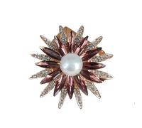 5pc Inlaid Plant Flower Brooch, Crystal Chest, Colorful Diamond(H0632ULD2036)