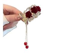5pc Long Tassel Hairpin Anti-Collapse Side Clip Hair Accessories Headdress Grab Braided(Red)