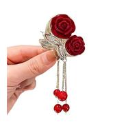 5pc Long Tassel Hairpin Anti-Collapse Side Clip Hair Accessories Headdress Grab Braided(Red-3)