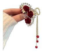 5pc Long Tassel Hairpin Anti-Collapse Side Clip Hair Accessories Headdress Grab Braided(Red-5)