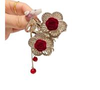 5pc Long Tassel Hairpin Anti-Collapse Side Clip Hair Accessories Headdress Grab Braided(Red-7)