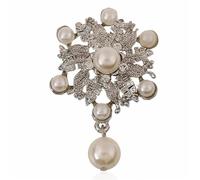 5pc Silver Color Flower Crystal Pear Charm Water Drop Brooches Pin Women Costume Jewelry Wedding Bouquet Brooch