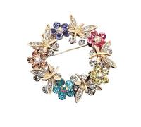 5pc Women Girls Crystal Flower Badges Pin Fashion Creative Rhinestone Shining Brooch Corsages(Blue)
