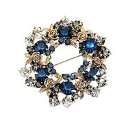 5pc Women Girls Crystal Flower Badges Pin Fashion Creative Rhinestone Shining Brooch Corsages(Champagne gold)