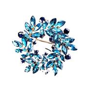 5pc Women Girls Crystal Flower Badges Pin Fashion Creative Rhinestone Shining Brooch Corsages(Color-13)
