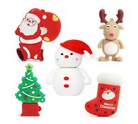 5pcs*16GB Navidad USB Flash Drive Lovely Santa Claus&Alce&Muñeco de Nieve&Arbol de Navidad USB Pen Drive Sets Sticks Gift For Students Kids Children Memoria U Disk