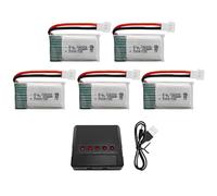 5PCS 3,7V 300mAh con Cargador 5 en 1 para Syma X11C WLToys V911S A120 XK A150 V966 FX801 UDI U816A Hubsan H107L F180W F180C HS170 HS170C HS177 Quadcopter Drone Batería