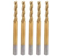 5Pcs 3 Flute Tungsten Steel End Mill, Ti Plated for, Round Shank Milling Cutter, 3.175x2.5x12x40 Specification, Ideal for CNC Machining Tools