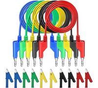5Pcs 4mm Cables Prueba Multímetro Digital con 10 Pinzas Cocodrilo Cobre Aislantes, 1m Kit Cable Polimetro con Conector Banana, 5 Colores Juego Cables Pruebas Puente Eléctricas Doble Extremo, 1000V 15A