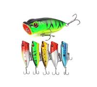 5Pcs 6.5cm/10g Top Water Fishing Lures 3D Eyes Life Like Swimbait Hard Lure with Treble Hooks for Freshwater Saltwater Fishing