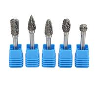 5Pcs 6x10mm Double Cut Tungsten Carbide Rotary Burr File Set, Carbide Burr Set for Machinery Aviation Automobile Ship, High Hardness Rotary Burr Set with Storage Box, Durable Rotar (ADEFG)