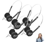 5Pcs Black Retro Over-Ear Earphones,Mini Stereo Lightweight Headphones with Cord,80s 90s Vintage Headset Wired,Hi-Fi Stereo Earphone,for Most Mobile Phones Playback Pevices,Cassette Player