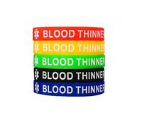 (5pcs blood thinner) X2 Type one 1 2 Two Diabetes Warfarin Medical Alert Silicone Wristband Medical Alert Bracelet