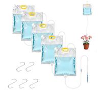 5PCS Bolsa de Riego Por Goteo, 5L Bolsa Dispositivos Automáticos de Riego Para Plantas con Flujo Ajustable, Sistema de Riego Automático, para Vacaciones Plantas Riego Huerto Macetas Exteriores