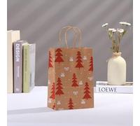 5pcs Bolsas de regalo de papel de Navidad Copo de nieve Feliz árbol de Navidad Bolsa de galletas de caramelo Niños Navidad Fiesta de año nuevo Suministros de decoración-5pcs, 21x15x8cm