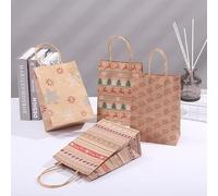 5pcs Bolsas de regalo de papel de Navidad Copo de nieve Feliz árbol de Navidad Bolsa de galletas de caramelo Niños Navidad Fiesta de año nuevo Suministros de decoración-5pcs, 21x15x8cm