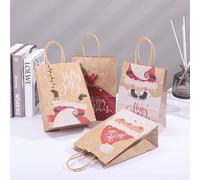 5pcs Bolsas de regalo de papel de Navidad Copo de nieve Feliz árbol de Navidad Bolsa de galletas de caramelo Niños Navidad Fiesta de año nuevo Suministros de decoración-5pcs, 21x15x8cm