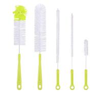 5pcs Botella Cepillo Fijado Varias Aplicaciones Cepillo Mango Largo Botellas de Limpiador para el Lavado de Cerveza Vino Deportes Botellas de Agua, Tetera, Jarra Estrecha Cuello Botellas (5pack-a)
