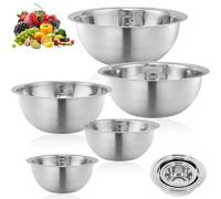 5Pcs Bowl Mezcla Duradero Acero Inoxidable con Marcas Medida y Diseño Ergonómico, Bowls Espacio Ahorrar Apilables & Lavable Lavavajillas para Hornear, Cocinar, Ensaladas y Alimentos Almacenamiento