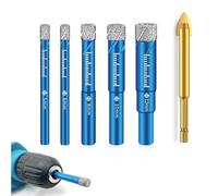 5PCS Brocas de Diamante con Vástago 5/6/8/10/12 mm, Brocas para Porcelánico Cerámica Granito Mármol Gres Azulejos Vidrio, Juego de Brocas Porcelanico, Alta Precisión y Larga Durabilidad