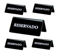 5PCs Cartel Reservado Mesa Restaurante - Cartel Reservado para Mesa - Carteles Reservado Camareros - Carteles Reservado Metacrilato - Reservado Sobremesa (5Pcs Negro, 12cm x 6cm)