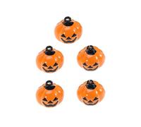 5pcs Cartoon Pendant Pumpkin Shape Jingle Bells Copper Pet Necklace Accessories Halloween Decoration(Orange)