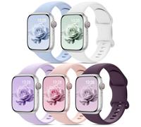 5PCS Correa Silicona Deportiva Compatible con Apple Watch 38mm 40mm 41mm 42mm 44mm 45mm 46mm 49mm, Suave Silicona Correas para iWatch Series11 10 9 8 7 6 5 4 3 2 1 SE Ultra 3/2/1 Hombres y Mujeres
