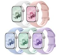 5PCS Correa Silicona Deportiva Compatible con Apple Watch 38mm 40mm 41mm 42mm 44mm 45mm 46mm 49mm, Suave Silicona Correas para iWatch Series11 10 9 8 7 6 5 4 3 2 1 SE Ultra 3/2/1 Hombres y Mujeres
