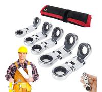 5pcs Dual-Drive Nano Flex-Head Pocket Ratchet, 8-19mm Retractable Ratchets Wrenches Set, Double Box End Ratcheting Wrench Set, Portable and Compact, 72-Tooth Reversible, for Narrow Spaces (1 PCS)