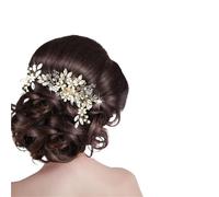 5PCS Flower Hairpin Bridal Wedding Handmade Pearl Crystal Hair Comb Side Rhinestone Combination Headdresses(Silver)