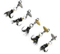 5pcs Fly Fishing Hooks Size 8# Feather Lure Black | 5pcs pack, size 8# hook, feather material, black color, ideal for fly fishing beginners