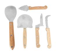 5PCS Hand Carving Tool Set, Stainless Steel Pumpkin Carving Tools with Wooden Handle Sculpting Tool for Halloween Pumpkin Design and Creative Crafts