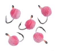 5pcs Leche Para Huevo Mosca Ganchos para Pescar, Diseño para Trucha y Perca, Resistente al Agua Ninfas Hecho de Acero al Carbono (Es Rojo)