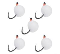 5pcs Leche Para Huevo Mosca Ganchos para Pescar, Diseño para Trucha y Perca, Resistente al Agua Ninfas Hecho de Acero al Carbono (Blanco)